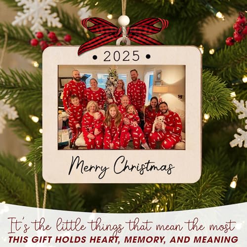 Christmas Ornament Picture Frame - Wooden Landscape Photo Frame for Tree U75225