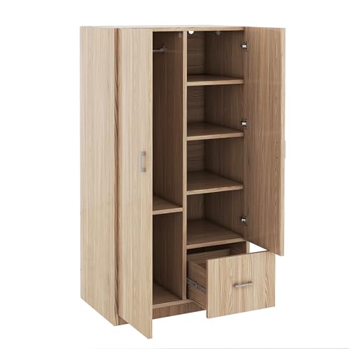 3 Door Wardrobe with Mirror, Hanging Rod and Shelves K479