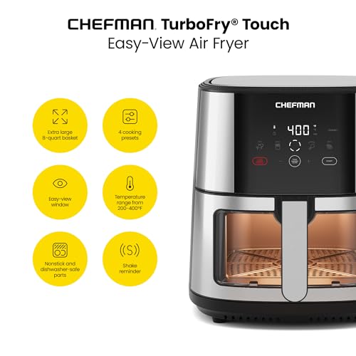 XL 8-Qt Touch Digital Air Fryer, Nonstick Dishwasher-Safe, Stainless Steel P242