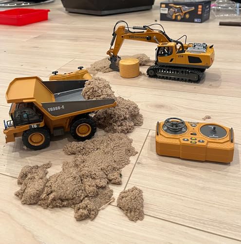 Remote Control Excavator Construction Toy for Boys, 11CH with Metal Shovel and Lights N4221
