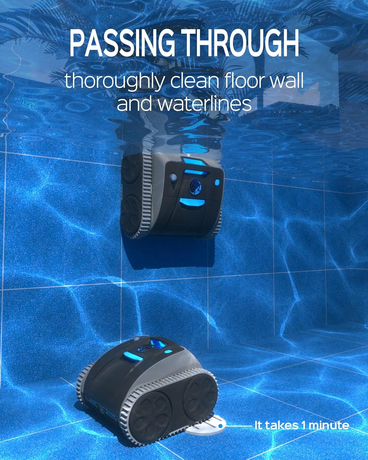 Wall Climbing Robotic Pool Cleaner with APP, Smart Navigation, 15000mAh Battery M32705