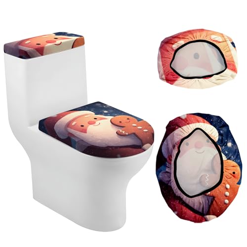 Christmas Toilet Lid Cover, Washable Bathroom Accessory O828