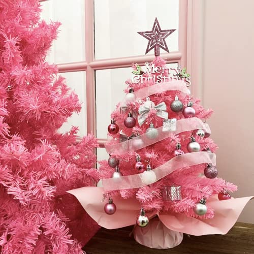 Mini Pink Christmas Tree with Lights, Tabletop Decor G9553