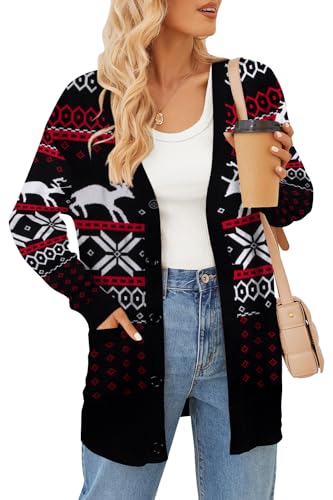Funny Christmas Cardigan for Women Open Front Knit Coat U698
