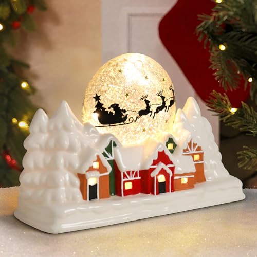 Ceramic Christmas Houses with Warm LED Light S1149