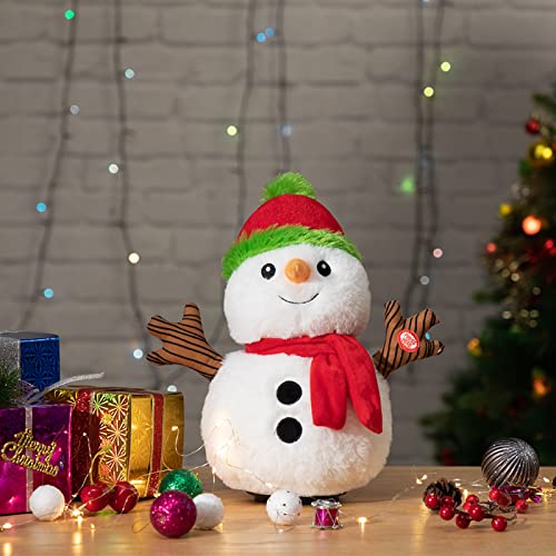 Animated Christmas Snowman Plush with LED Lights Musical Toy K182254
