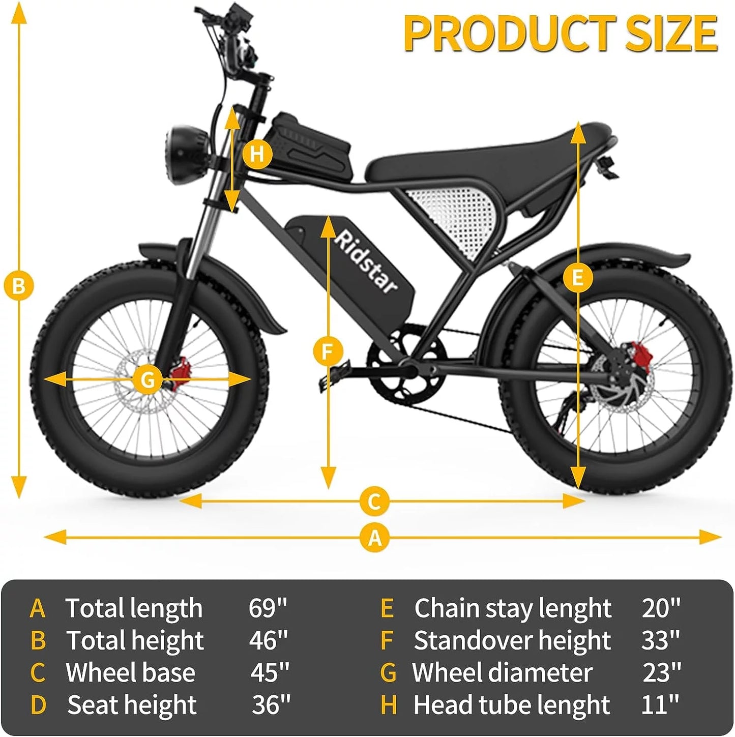 20" Fat Tire Electric Bike 1000W with Removable Battery C295866
