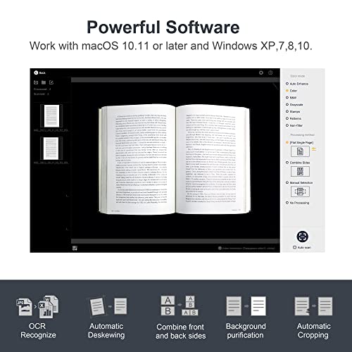 Book Scanner with Auto-Flatten, A3 Document Scanner, OCR, HDMI Support O9173