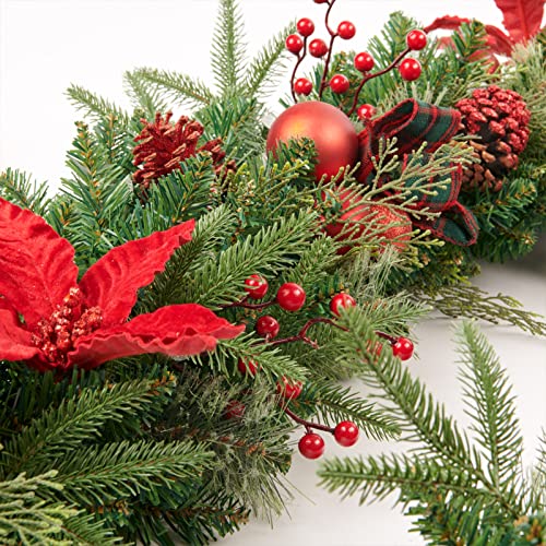 Pre-lit Christmas Garland 9ft with 50 LED Lights, Battery Operated I824