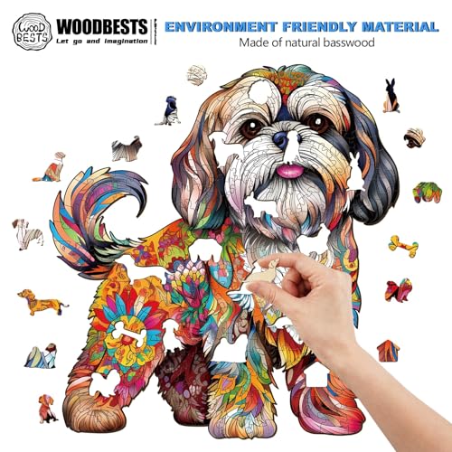 Wooden Puzzle for Adults, Shih Tzu Design, 190 Pieces D1036