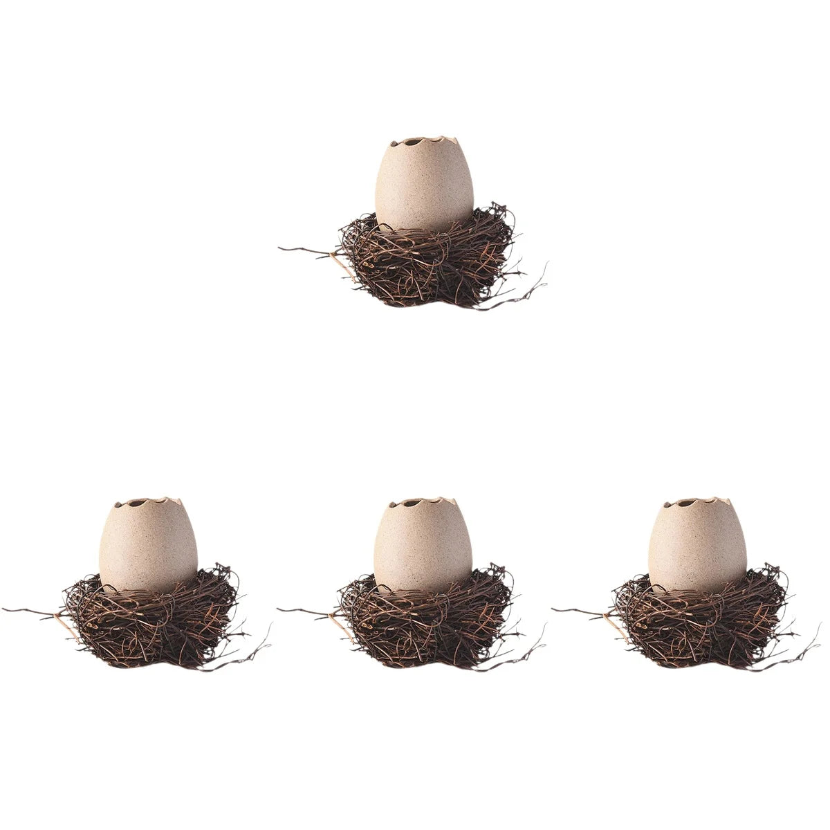 Small Ceramic Eggshell Vase Succulent Planter with Bird Nest L30520