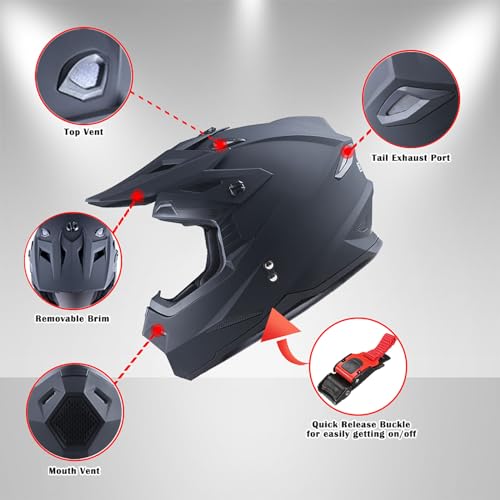 Adult Motocross Helmet Full Face Racing Style Matt Black U258
