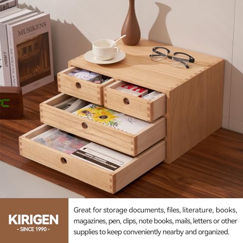 Natural Wooden Desktop Organizer with 3 Drawers D235