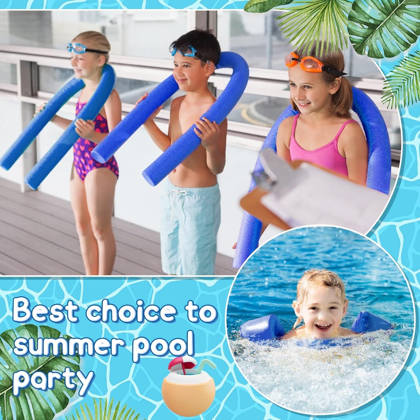 Jumbo Swimming Pool Noodle Foam 55 Inch x 3.5 Inch for Summer Adults Kids Floating Water Craft Projects, Blue E2062