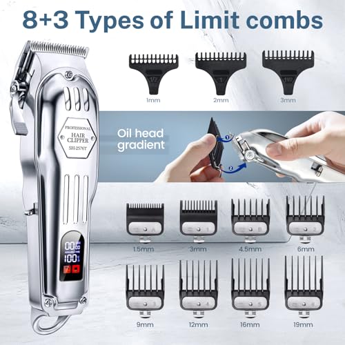 Professional Cordless Hair Clippers for Men with LCD Display Trimmer Set O864
