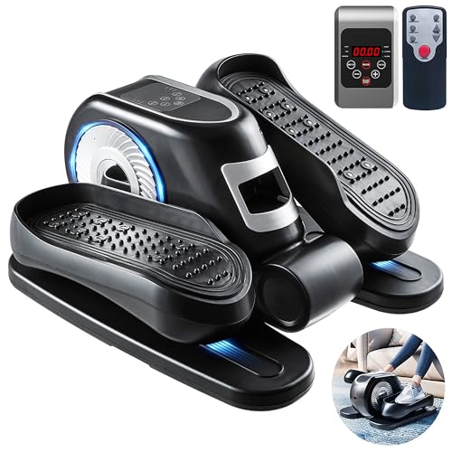 Zakle Under Desk Elliptical Machine, Ellipse Leg Exerciser w/Remote Control & 12 Adjustable Speeds, No Assembly Portable Electric Seated Pedal Exerciser, Quiet Elliptical Training Machine