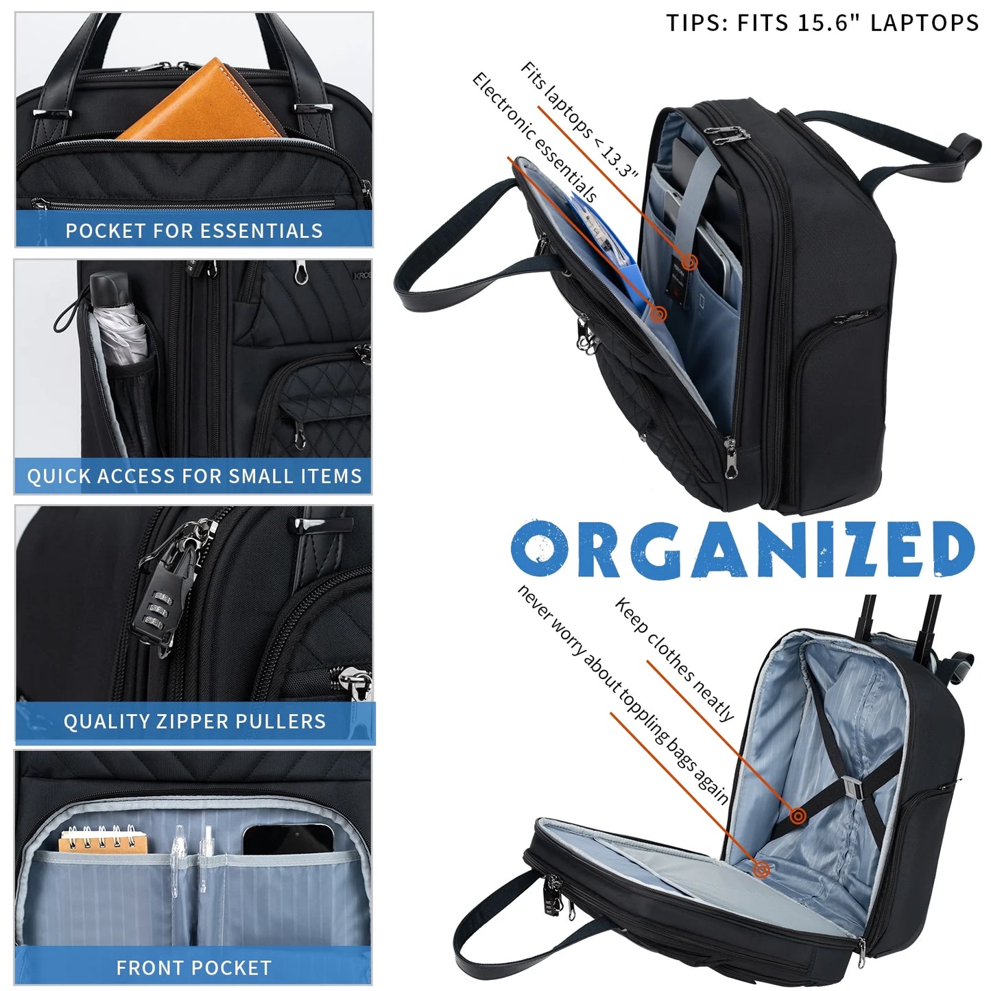 Carry On Underseat 16-inch Lightweight Suitcase, Black G88800