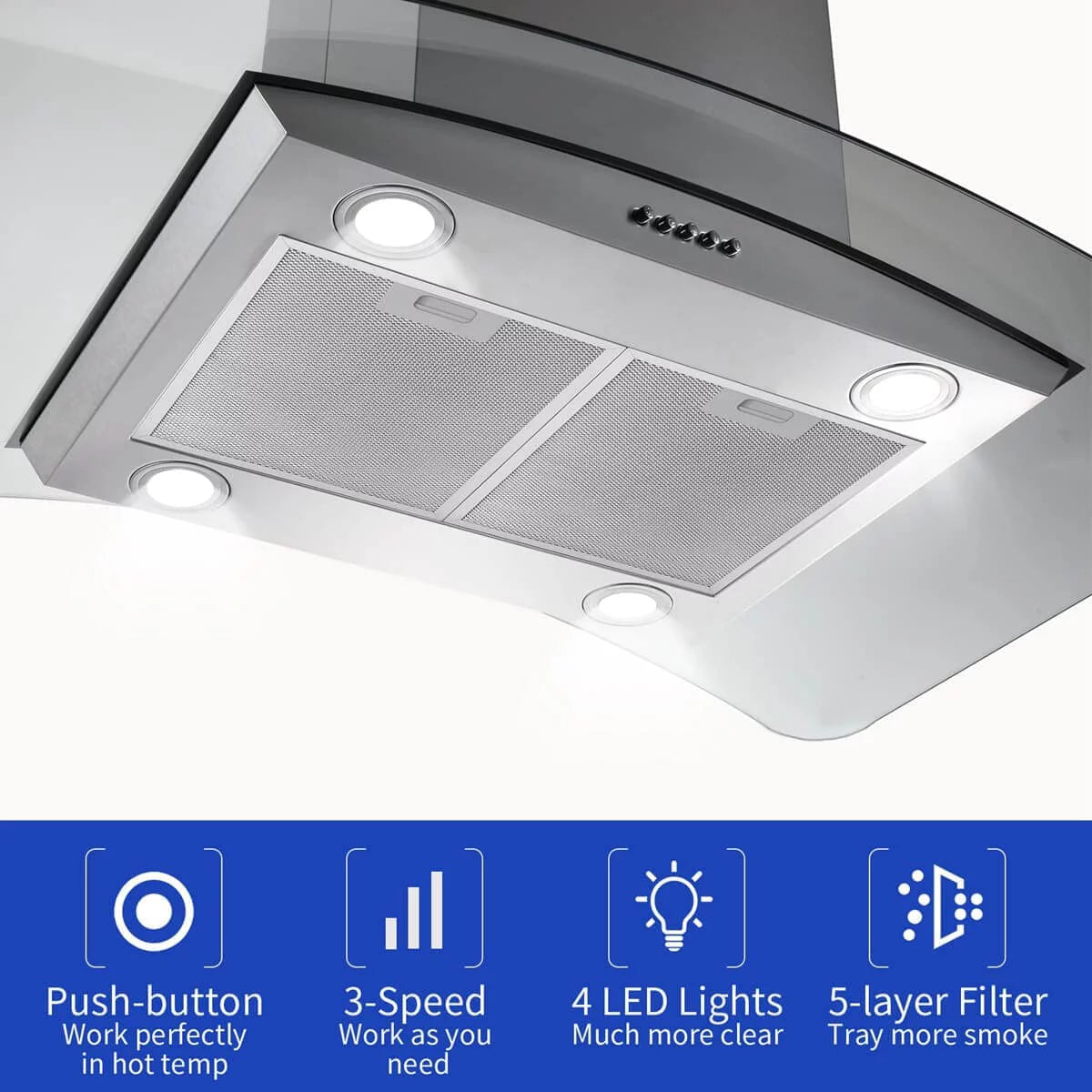 Island Range Hood 36 inch Kitchen Extractor Fan T3205