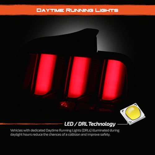 Fits 2005-2009 Ford Mustang LED Smoked Tail Lamp Brake Lights with Sequential Signal Pair F986380