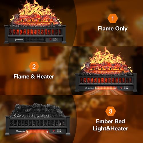 Electric Fireplace Logs 20-Inch with Remote, Adjustable Flame Colors, Timer, 1500W I334751