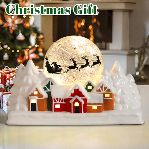 Ceramic Christmas Houses with Warm LED Light S1149