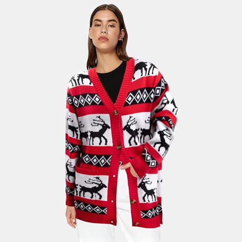 Funny Christmas Cardigan for Women Open Front Knit Coat U698