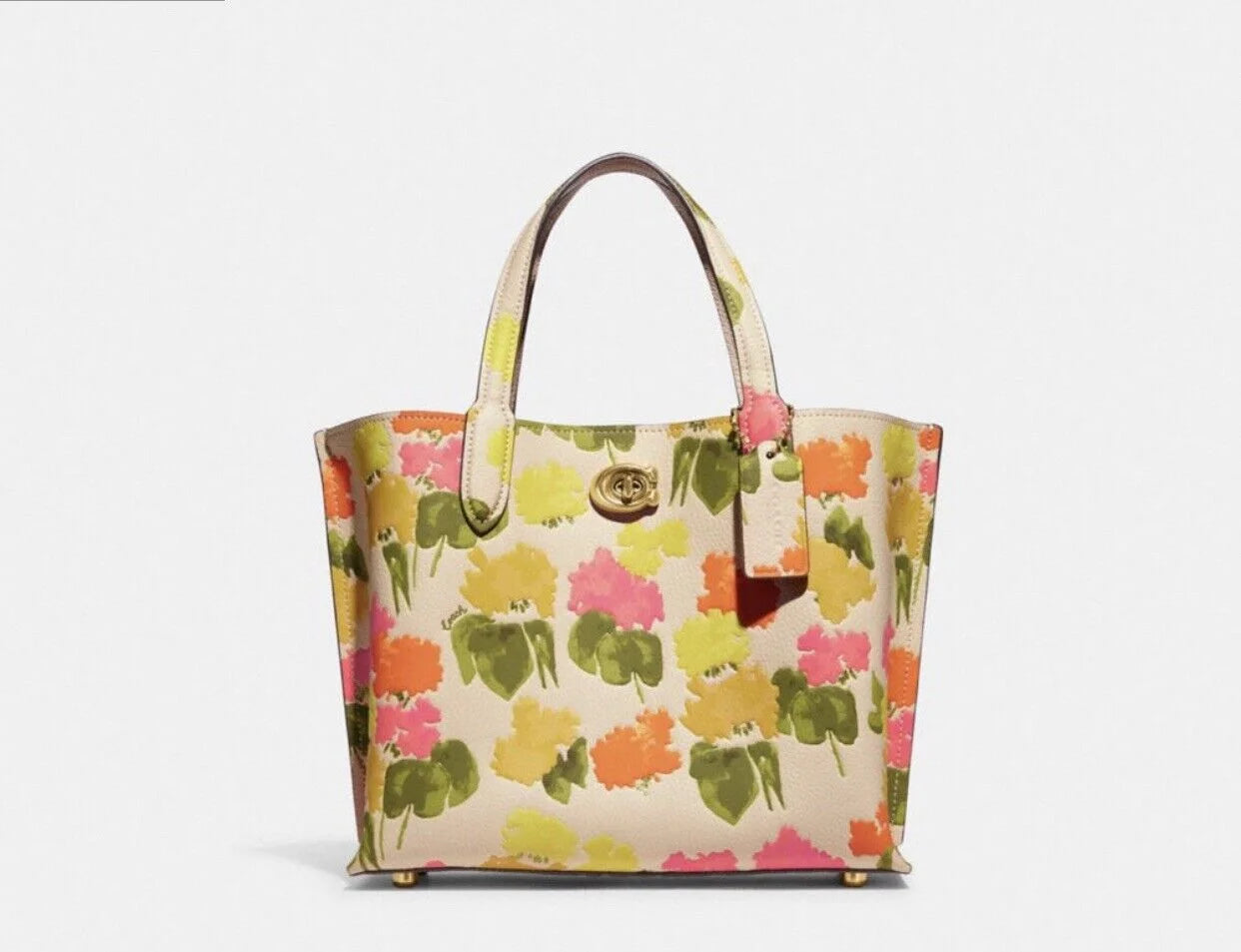 Floral Printed Leather Tote 24 Y971760