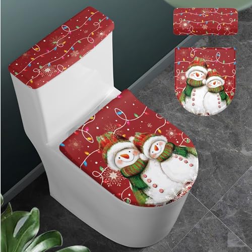 Christmas Toilet Lid and Tank Cover Set for Bathroom Decor Q334993