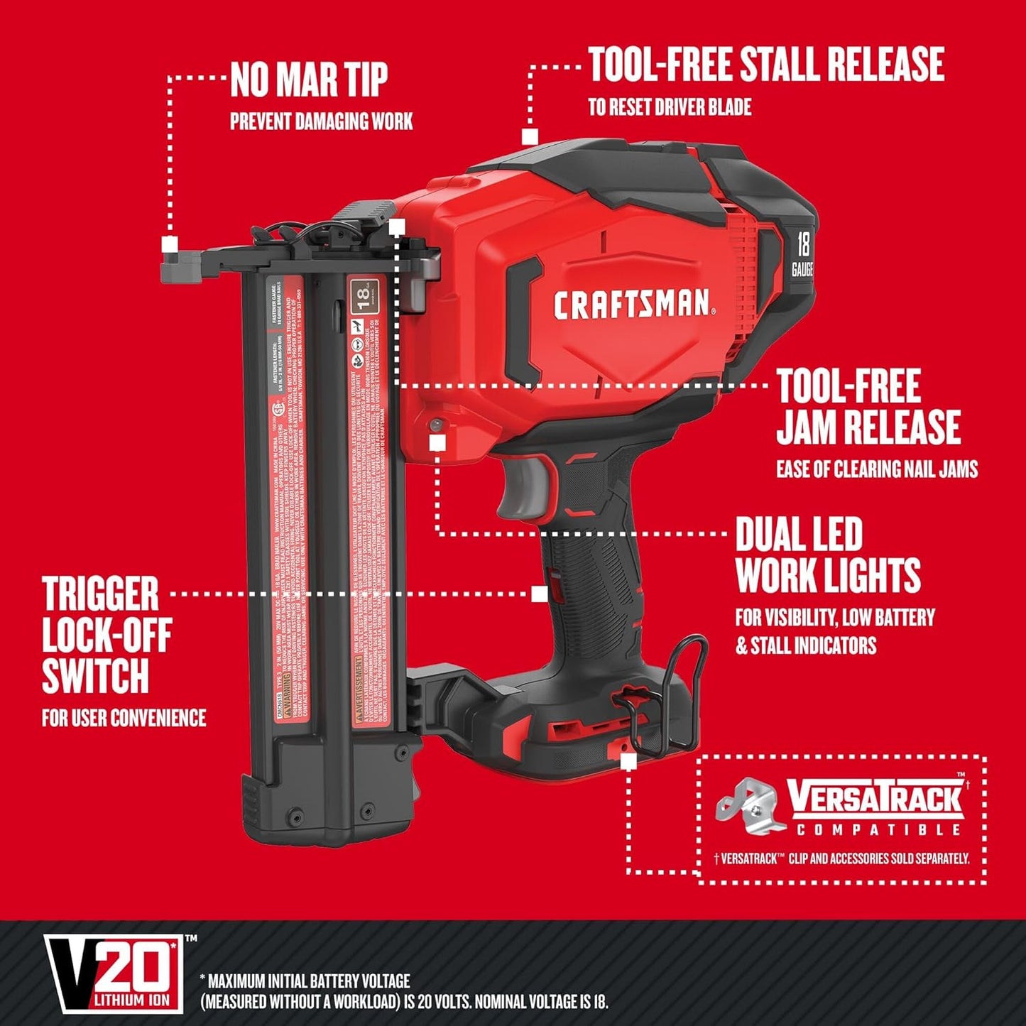 18GA Cordless Brad Nailer, Bare Tool Only A59415
