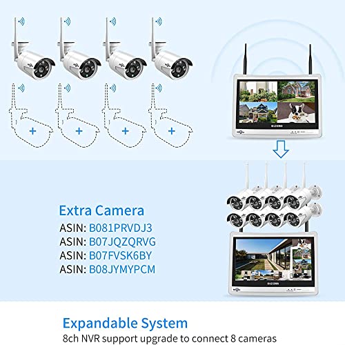 Wireless Security Camera System, 4K NVR, 4Pcs 3MP Night Vision WiFi Cameras D47166