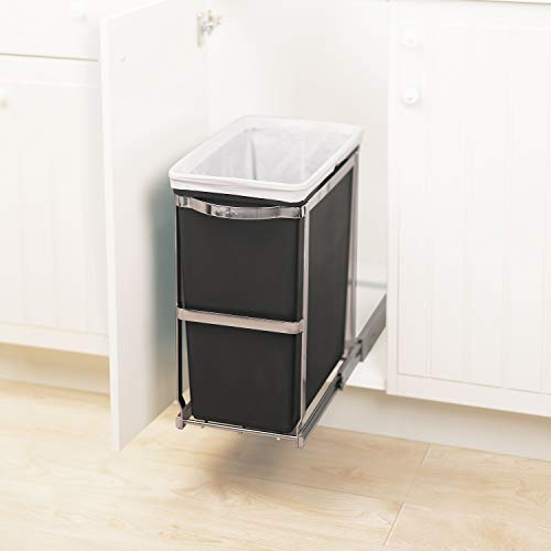 Dual Compartment Under Counter Recycling Bin and Trash Can E115