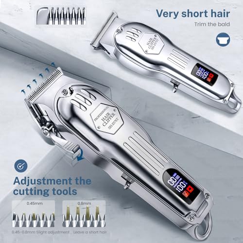 Professional Cordless Hair Clippers for Men with LCD Display Trimmer Set O864