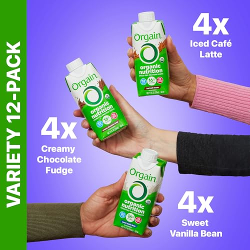 Organic Nutritional Protein Shake, Creamy Chocolate Fudge, 16g Whey Protein, 11 Fl Oz (12 Pack) H19601