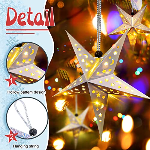 Christmas Paper Star Lanterns with LED Lights Hanging Decor W2538