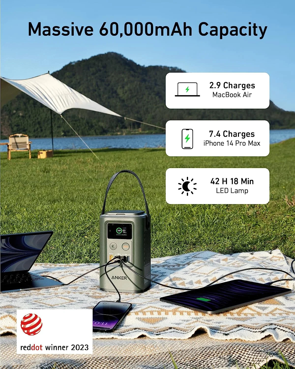 60,000mAh LiFePO4 Portable Charger with Smart Digital Display and SOS Mode K5673