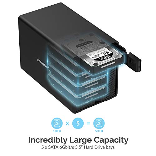 USB 3.2 5-Bay SATA Hard Drive Docking Station, Trayless, USB-C 10Gbps P669