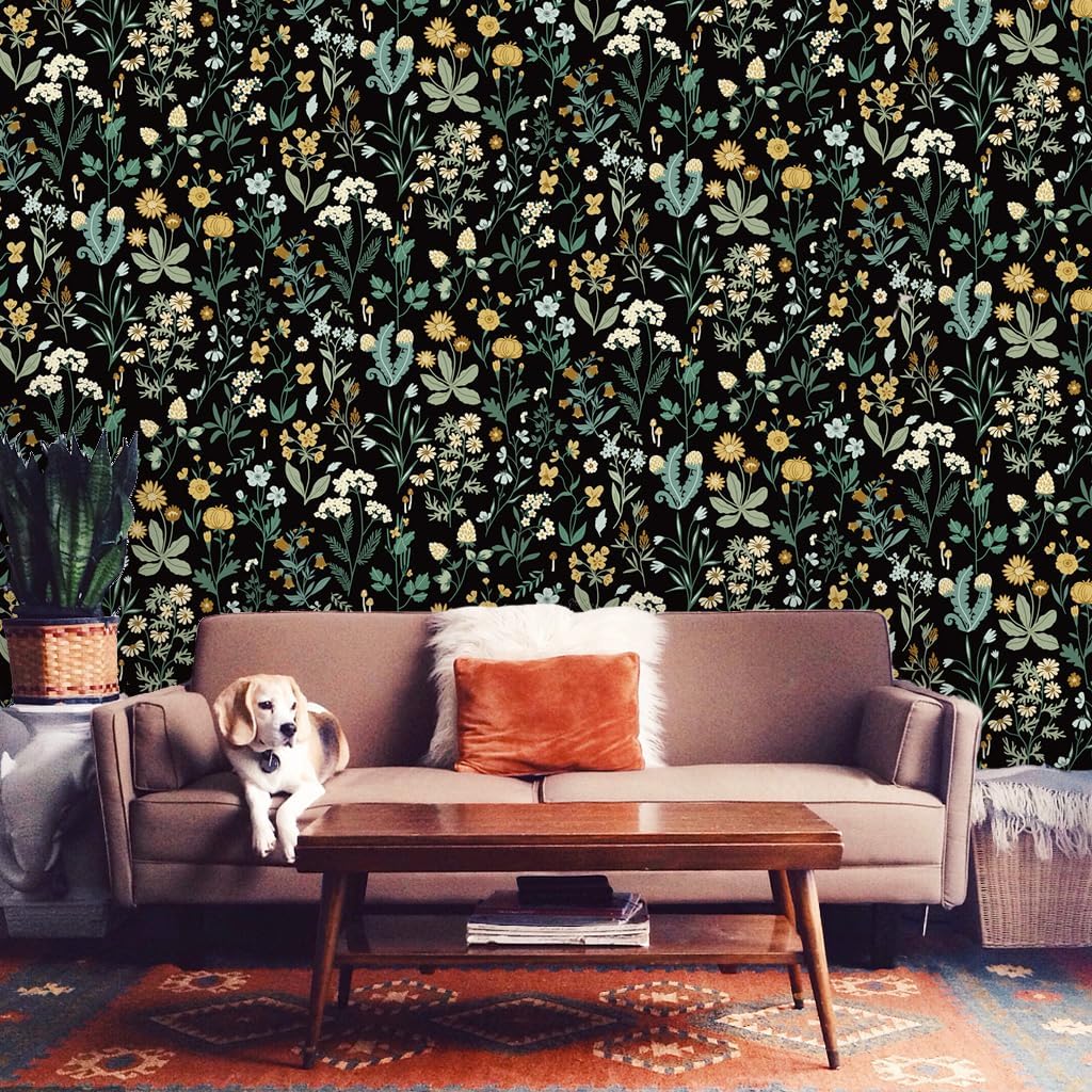 Dark Wild Floral Peel and Stick Wallpaper K742513