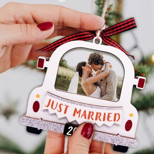 Christmas Ornament Picture Frame - Wooden Landscape Photo Frame for Tree U75225