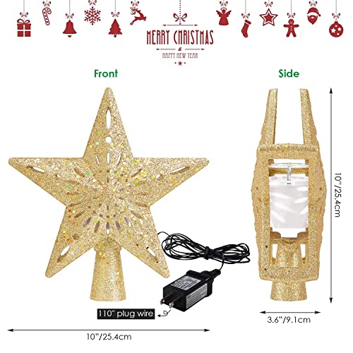 Christmas Tree Topper Lighted with 6 Projection Slides, Snowflake LED Rotating 3D Glitter Tree Topper O28849