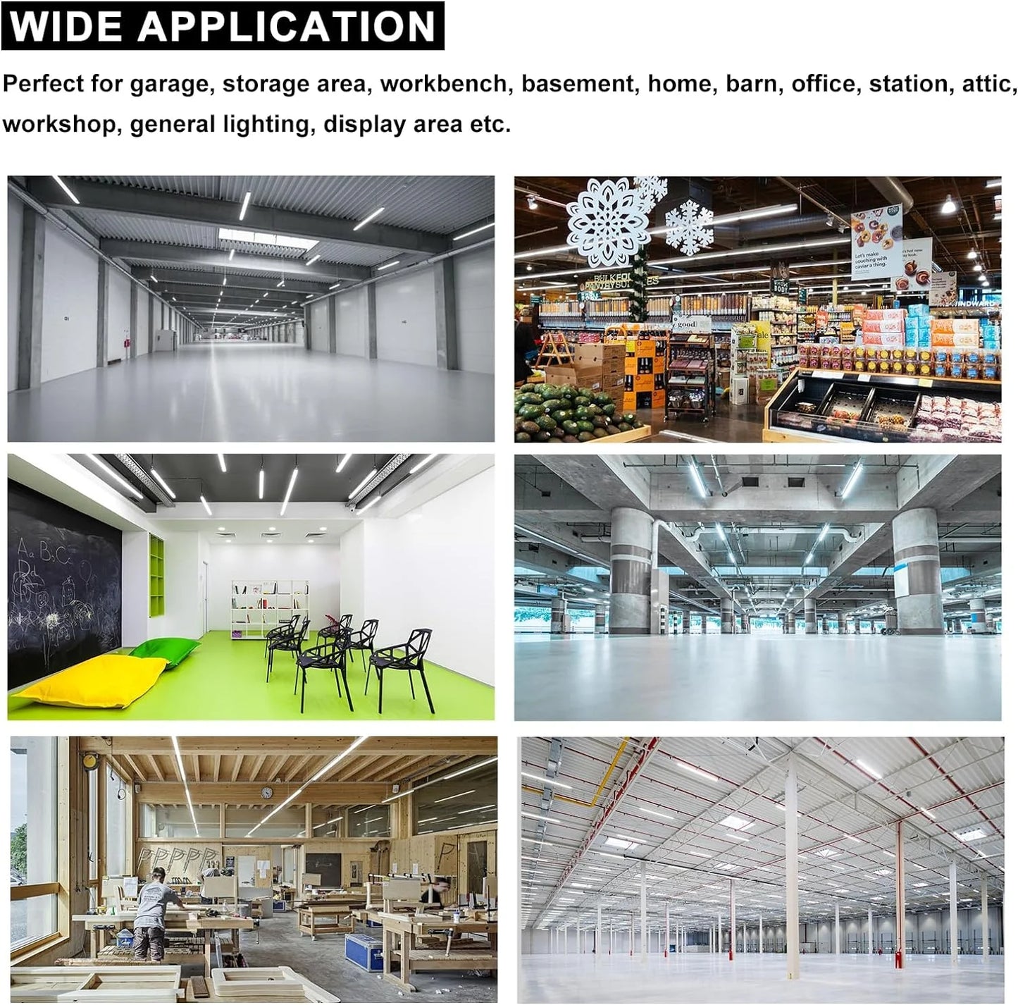 LED Shop Lights 4FT 50W 7750 Lumen 6000K Clear Cover V-Shape Linkable Plug and Play for Garage Workshop 10 Pack F2539