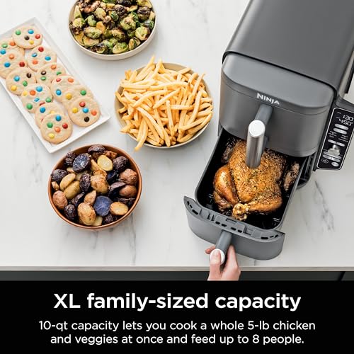 Air Fryer, 8 QT DoubleStack 2-Basket, 6-in-1, Roast & Bake, Dishwasher Safe N927