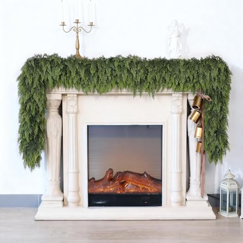 9ft Cedar Garland for Fireplace - Artificial Christmas Garland with Realistic Faux Pine Needles U95208