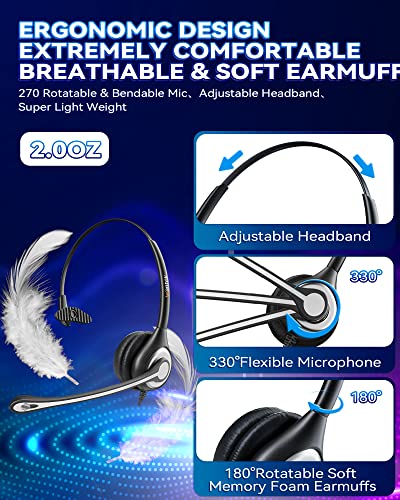 Corded Telephone Headset with Noise Canceling Mic and Quick Disconnect Q26088
