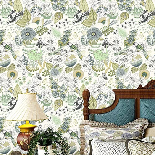 Floral Peel and Stick Wallpaper Green Plants Flower Contact Paper O631