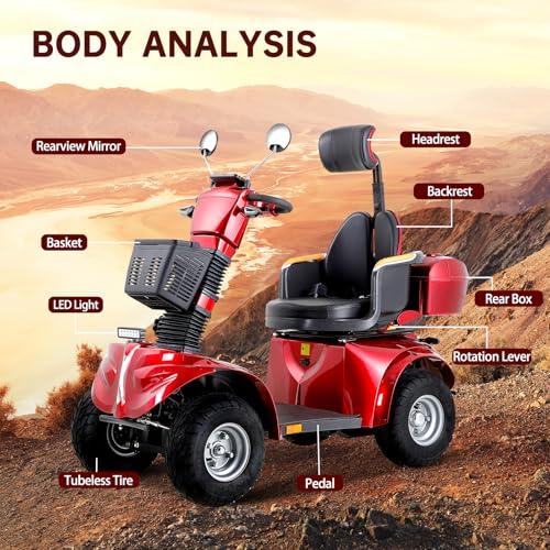 Heavy Duty 4 Wheel Mobility Scooter for Seniors & Adults, 500 lbs Capacity D9414