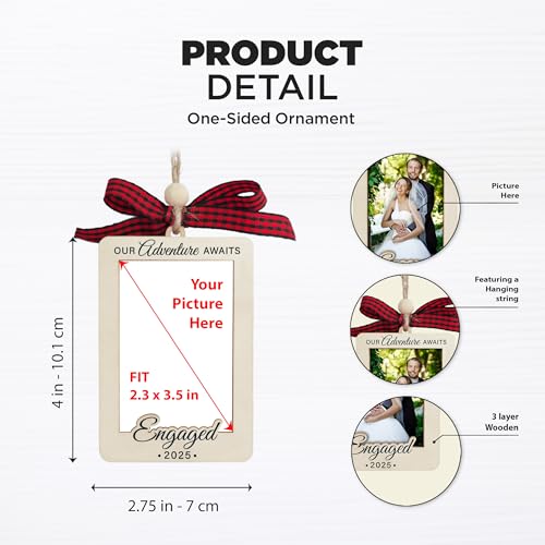 Christmas Ornament Picture Frame - Wooden Landscape Photo Frame for Tree U75225