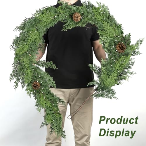 6 ft Christmas Cedar Garland - Realistic Greenery Cypress Artificial Pine Decor K327944