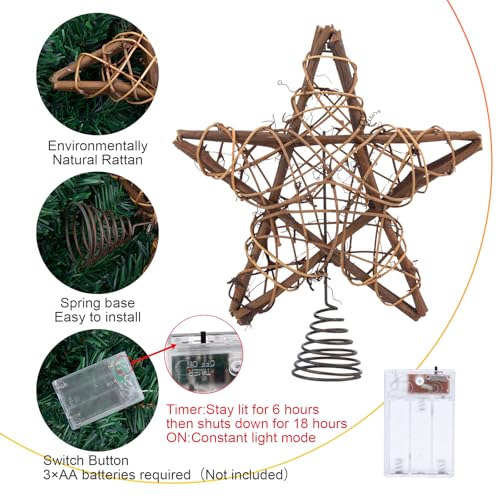 Christmas Tree Topper Star with Warm White Light, 8.7 Inch Q202