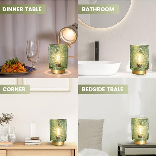 Battery Operated Glass Table Lamp with LED Bulb for Bedroom Decor B7279