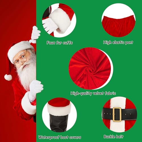 Santa Costume for Men, Christmas Claus Outfit Suit H5117